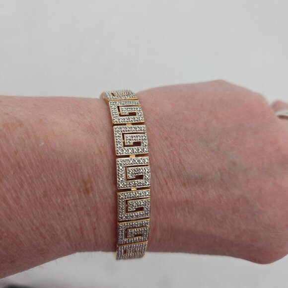 VTG 80s Gold Tone Rhinestone Link Bracelet - Classic Dynasty - Picture 2 of 10